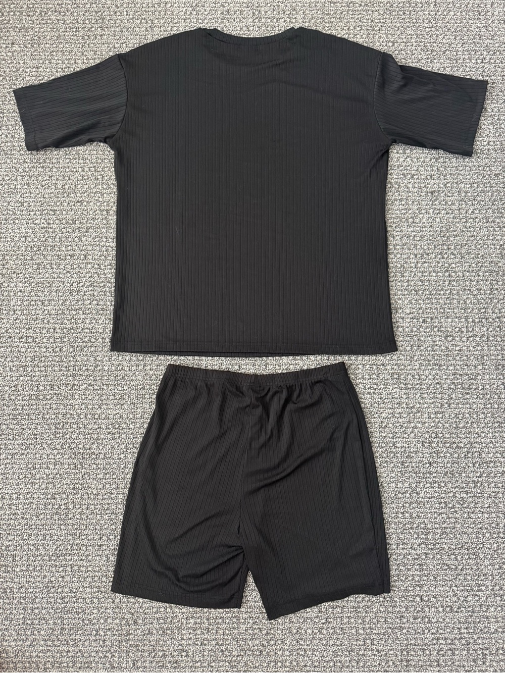 Black Ribbed Two-Piece Lounge Set - Picture 2 of 5